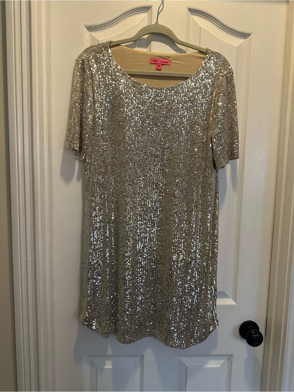 Betsey Johnson Silver Sparkly Occasion Dress- Size Large. Worn once.